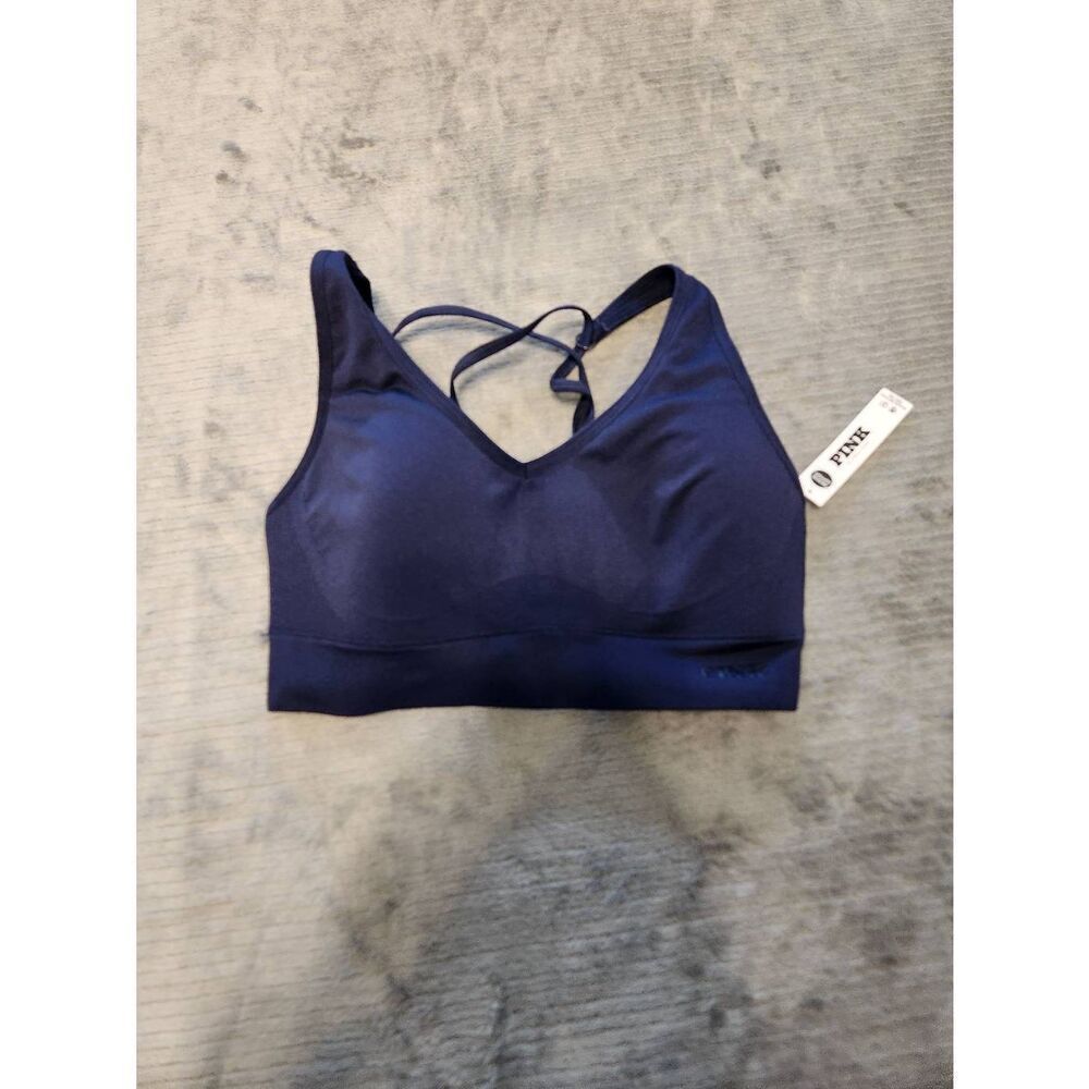 NWT Victoria’s Secret Pink Active Medium Suppoer Sport Size XS Sports Bra Navy